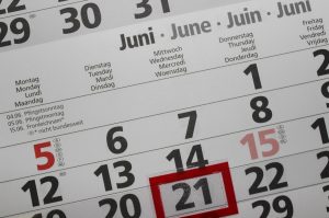 Kalender, der einen Monat zeigt.